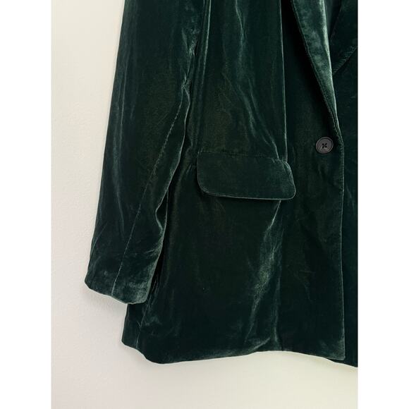 Emerald Green Velvet Long Blazer Size Large Holiday Christmas Party Old Navy - Picture 4 of 15